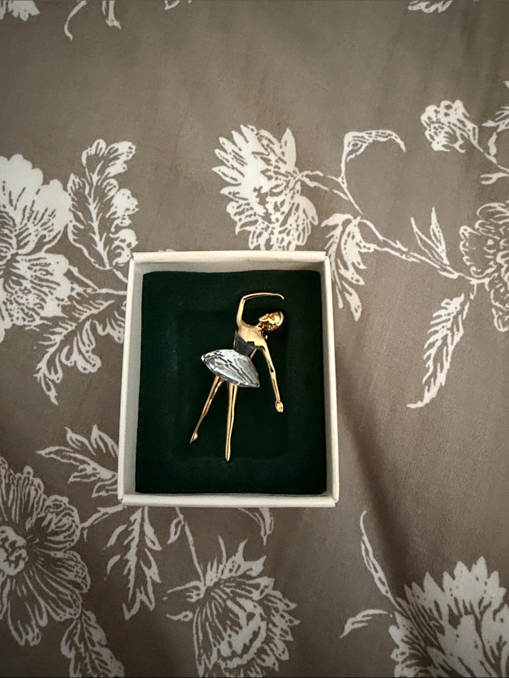 Swarovski Gold-Tone Ballerina Brooch with Clear Crystal Skirt